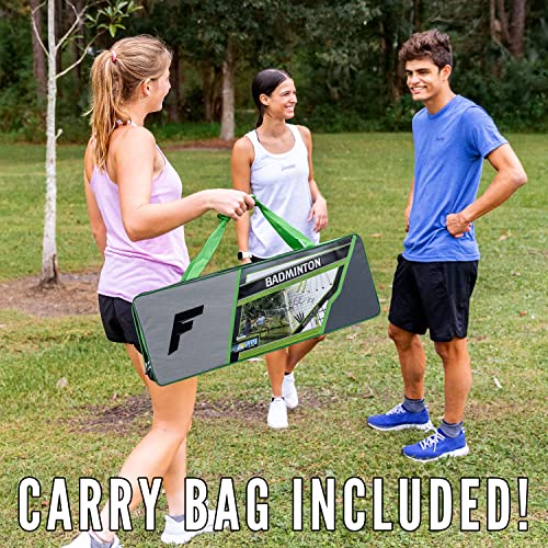 Franklin Sports Badminton Set - Portable Backyard + Beach Badminton Set - Adult + Kids 4 Player Badminton Net Set - (4) Rackets + (2) Birdies Included - Advanced #TOP6