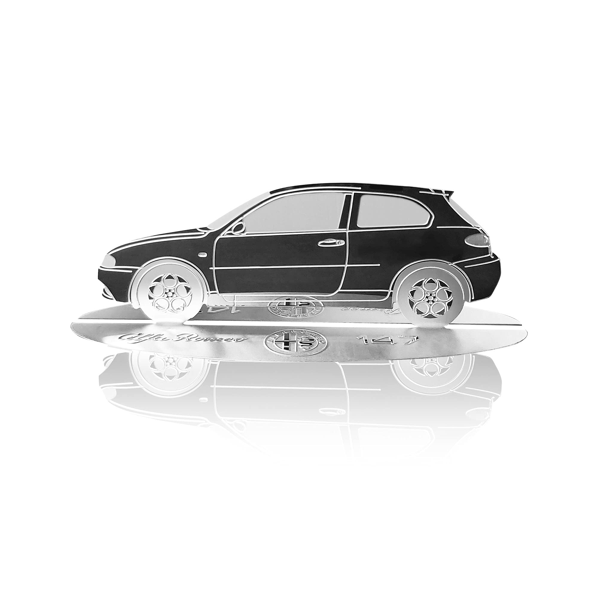 4R Quattroerre.it Unisex Stainless Steel Model Silhouette Engraved Car Alfa Romeo 147 In