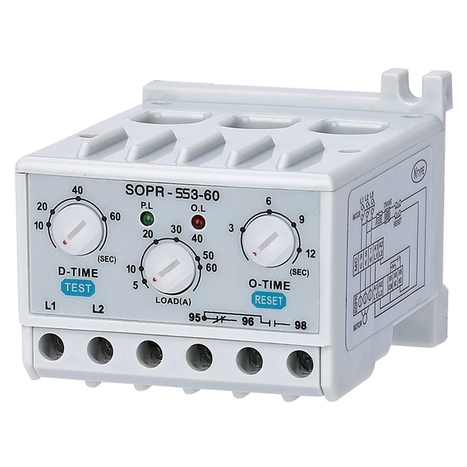 Relé de sobrecarga electrónico SOPR-SS3-440 Relé de sobrecarga térmica de protección del motor (Un: 180-460 V CA) 1 pieza(5-60A)