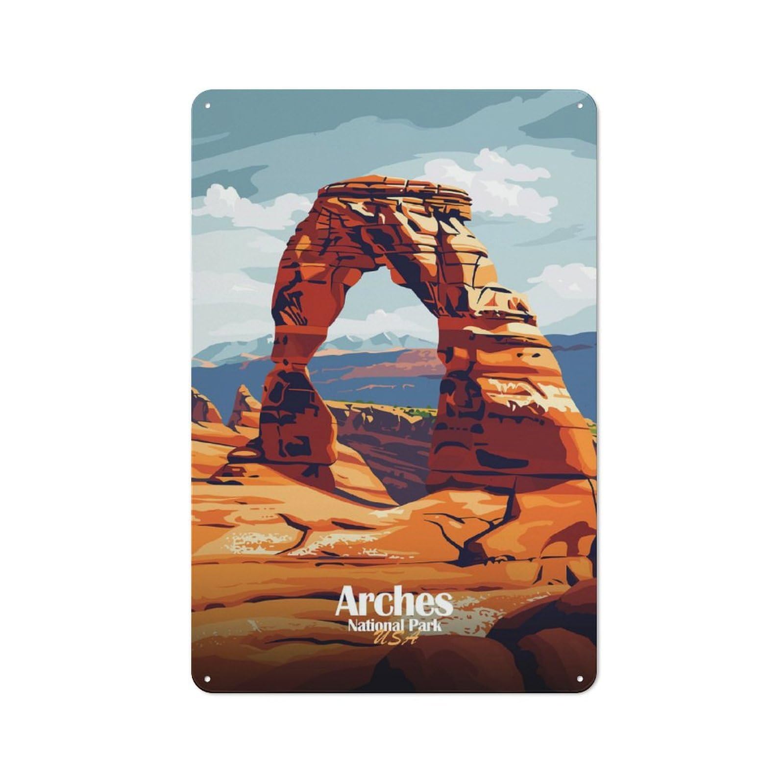 Junmoney Style-19 Vintage Decorative Tin Plaque 30X20cm Featuring Arches National Park, Utah, Usa, Home Wall Decor For Bedroom, Kitchen, Office Or Living Room