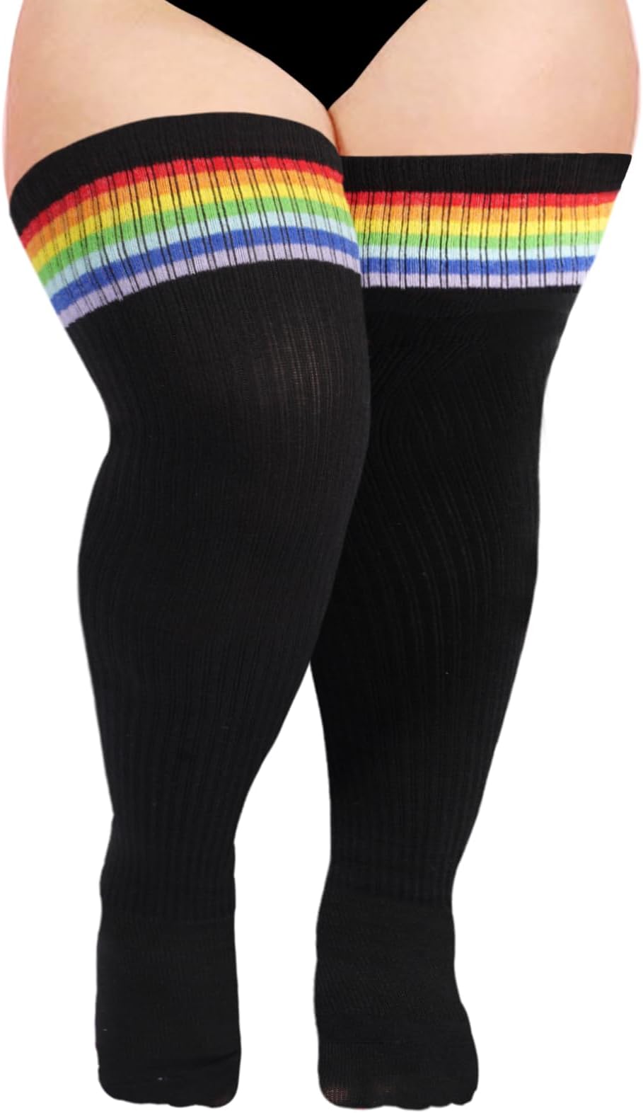 Plus Size Thigh High Socks for Thick Thighs- Womens Knit Cotton Extra Long Over the Knee High Socks Leg Warmer