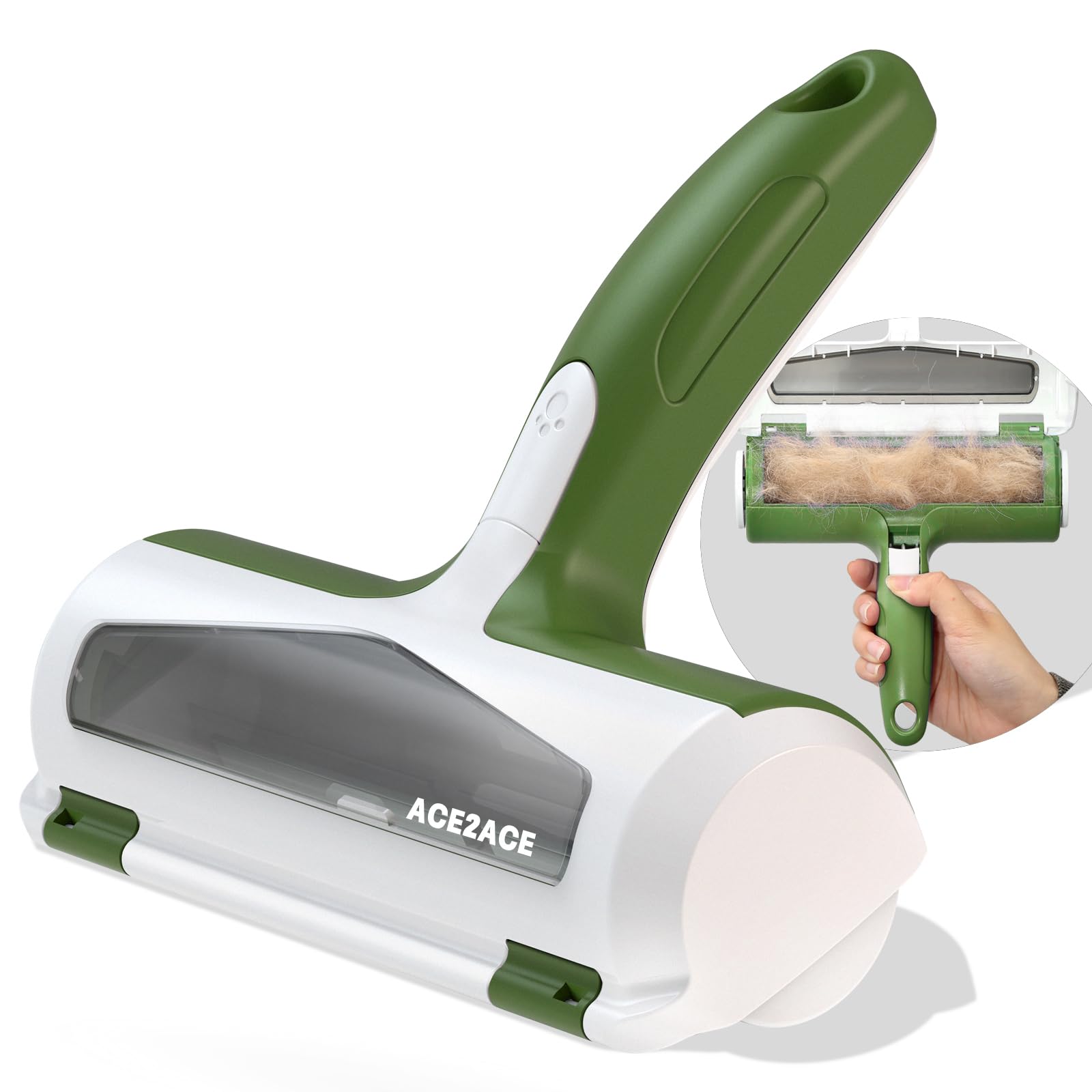 Ace2ace Green Pet Hair Remover And Rollers, Cleaning Brush Fur Remover For Cats And Dogs, Washable And Reusable Animals Brushes Hair Removal, For Carpets, Clothes And Sofa