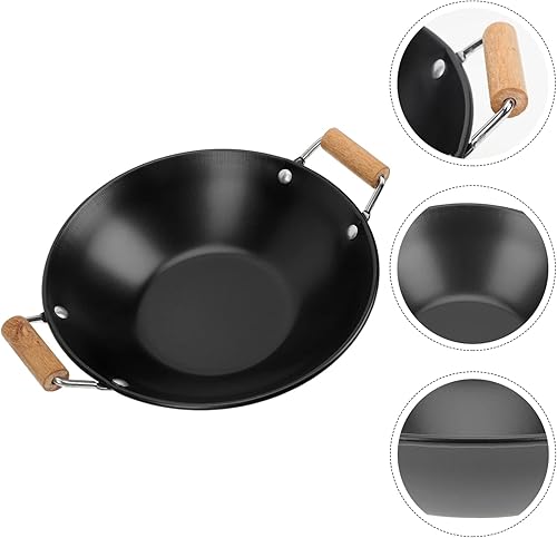 Miniatura 2 de GANAZONO Sartén de acero inoxidable con parte inferior plana con dos asas laterales, olla seca, uso diario, hogar, cocina, hotel, restaurante,