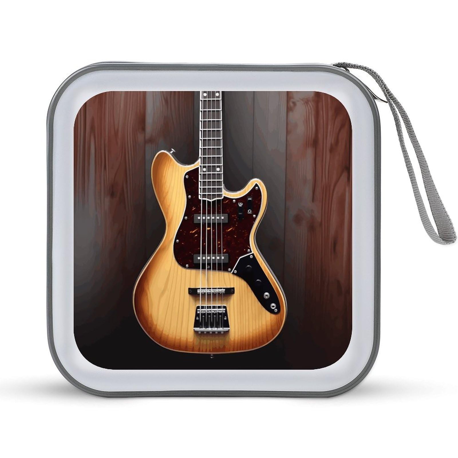 VstaDank - Guitar Musical Instrument CD Case 40 Capacity with Zipper Disc Storage Organizer, Portable CD Organizer, Hard Plastic Storage