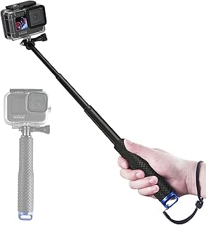 Vkesen Extendable Selfie Stick for GoPro,19"Waterproof Hand Grip for Action Camera,Handheld Monopod/Pole for All GoPro, Insta360 One XR/RS, DJI, Apexcam, Akaso, WOLFANG and Other Action Cameras