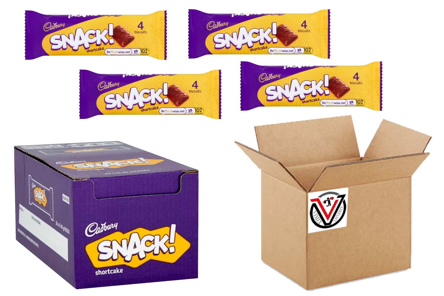 Cadbury Snack - Biscotti al cioccolato, confezione da 36 x 40 g