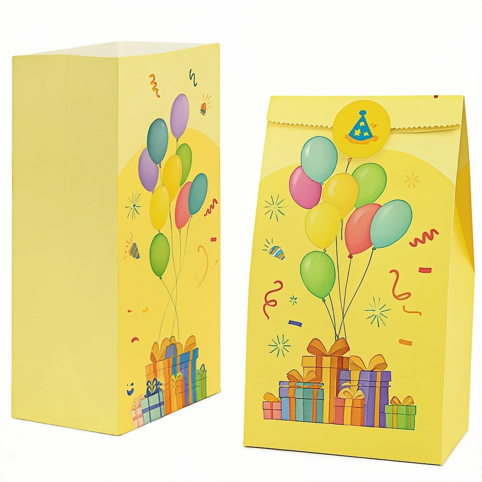 Party Favor Bags with Stickers | 24-Pack Kraft Goodie Bags, Treat Bags, Loot Bags, Small Gift Bags | Perfect for Halloween, Birthdays, Weddings, Celebrations, Paper Lunch Bags, and Small Business