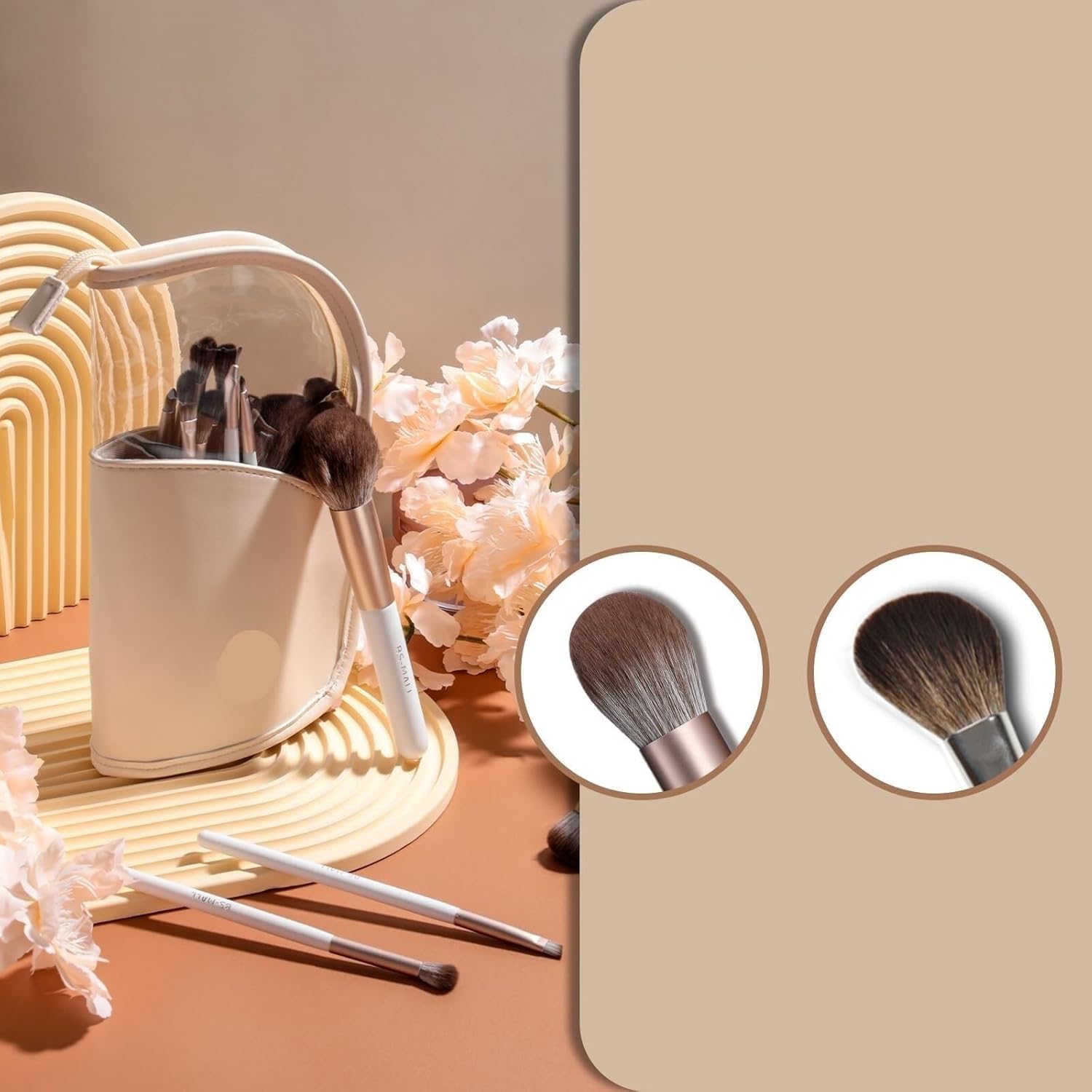 Make-up-Pinsel, Make-up-Pinsel-Set, Pinsel Mit Tasche, Weiß, Premium-Synthetik, 18-teilig, Qualitätswerkzeug