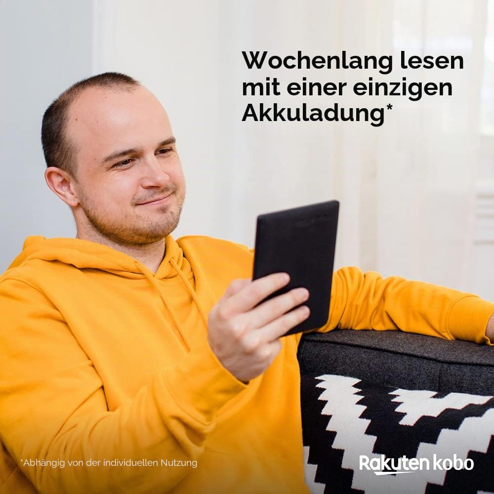 Kobo Nia | eReader | 15,2 cm (6 Zoll) blendfreier Touchscreen | einstellbare Helligkeit | dünn und leicht | eBooks | WiFi | 8 GB Speicher | Carta E Ink Technologie | Schwarz