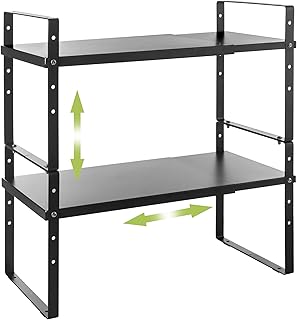Expandable Cabinet Shelf Organizer Rack, Stackable Kitchen Countertop Or...