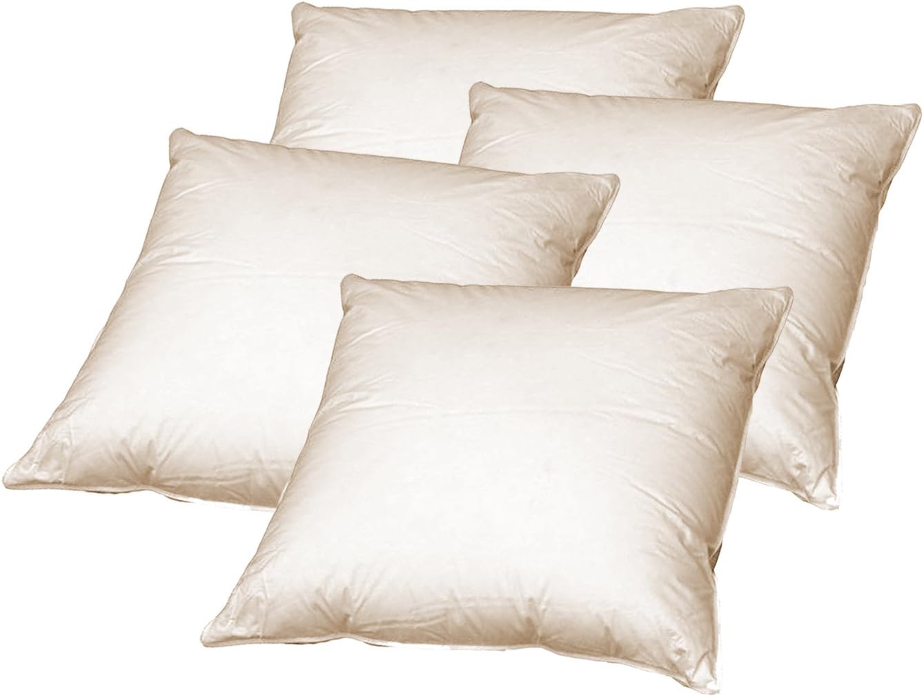 4x Sofa Cushions with Real Feathers 50 x 50 cm Hard-Wearing and Will Retain Shape Cream