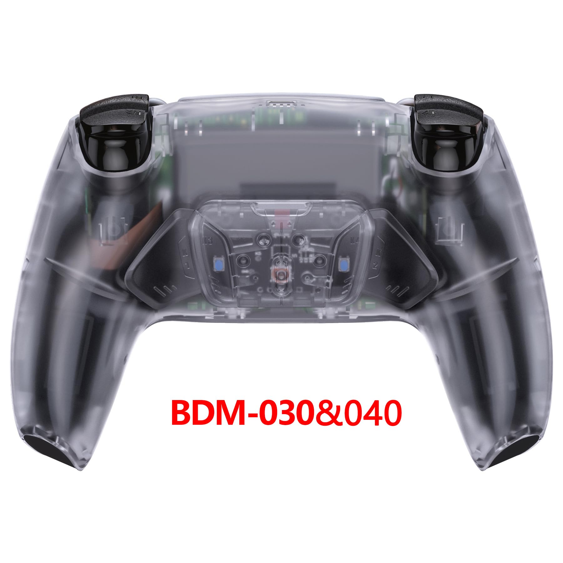 eXtremeRate Programable RISE4 Remap Kit para ps5 Modelo BDM-030/040/050 Actualización Board & Carcasa Trasera & 4 Palancas Botones Traseros para ps5 Control-NO Incluye Mando(Transparente)
