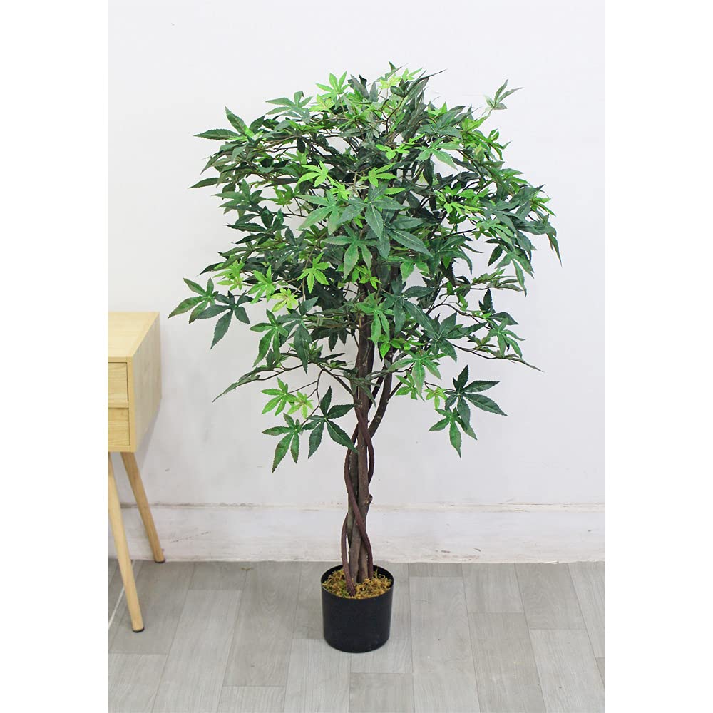 Decovego Erable Plante Arbre Artificielle Artificiel Plastique 120cm avec Bois Véritable Domaine Interne