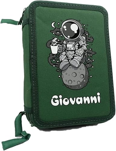 Astuccio Scuola per Personalizzato con Nome Zip Completo di 33 Pezzi portatutto Portapastelli Colorato di Penne Pastelli Pennarelli Righello Temperino Gomma Taccuino1 bambino