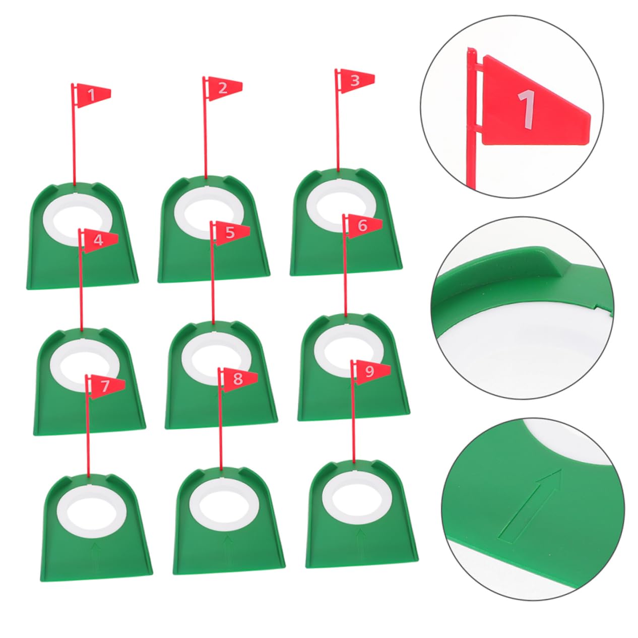 Yardwe 9 Stück Golf Trainings Putting Cup aus Abs Grün Leicht und Tragbar für Präzises Üben Drinnen oder Büro