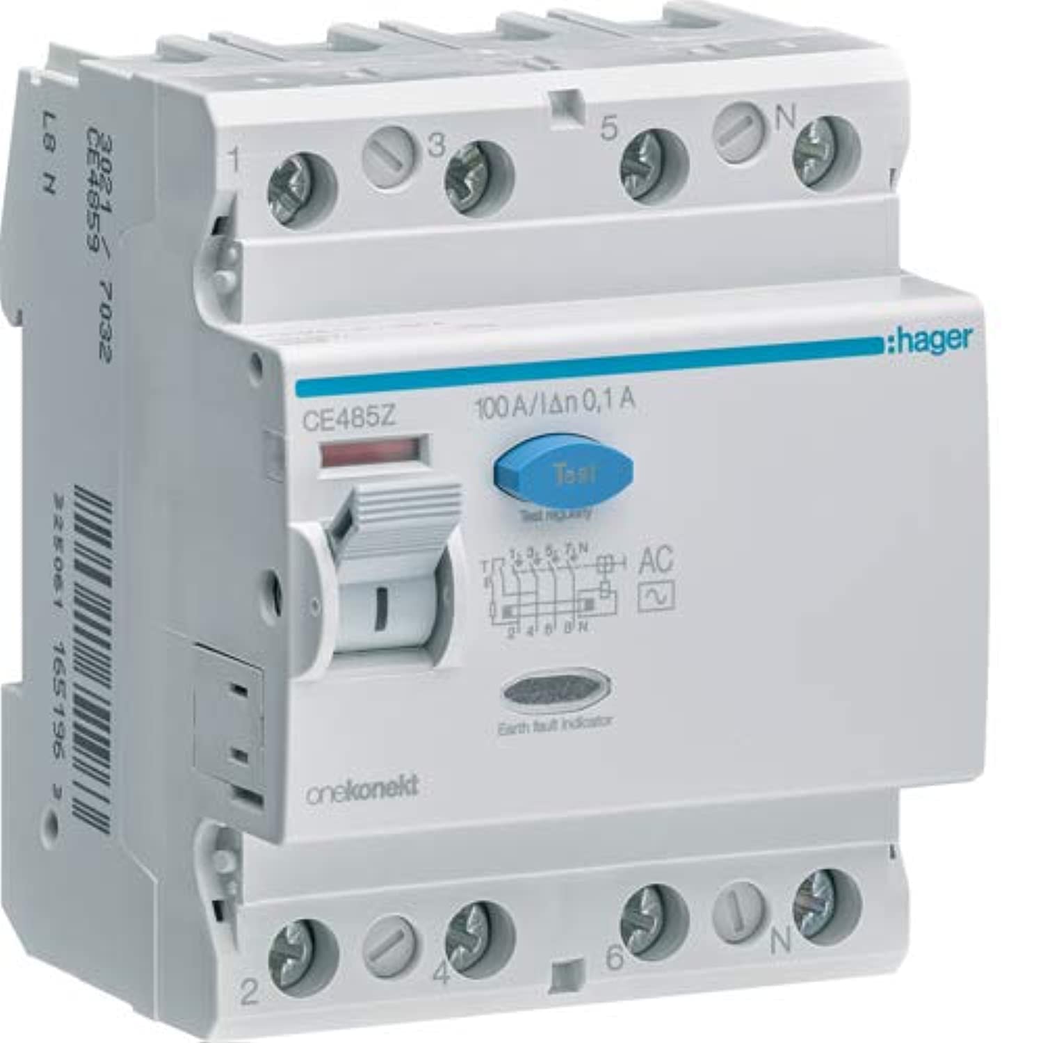 Hager Ce485Z 100A 4Pole 100Ma Earth Leakage Circuit Breaker (Elcb/Rccb)