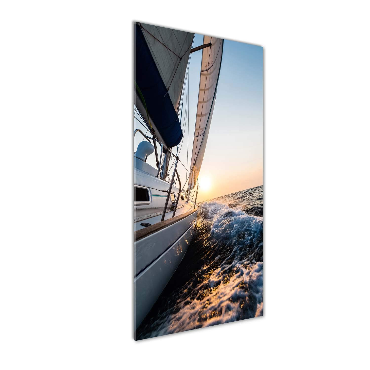 Yacht sur la mer tableau en verre acrylique Tulup 50x125 cm pour décoration murale jaune