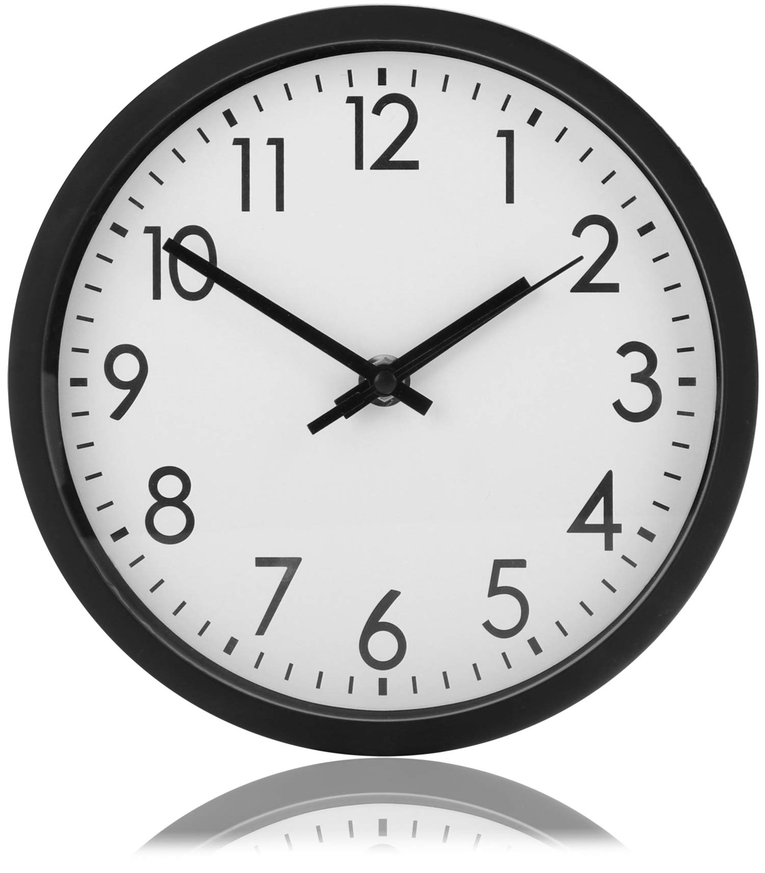 COM-FOUR® analog wall clock with large dial - beautiful clock for kitchen, living room, bedroom and office - Ø 20 cm (1 piece - black)