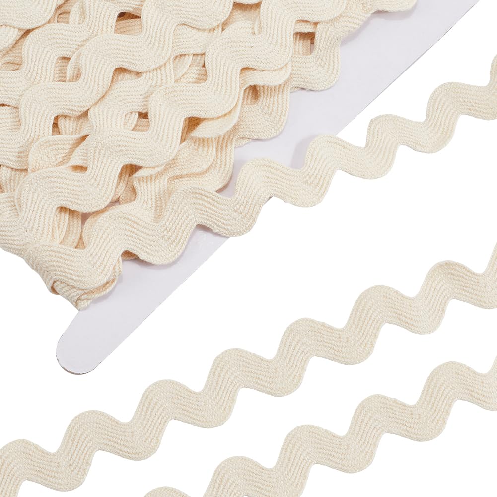 GORGECRAFT 16.5 Yards Cotton Rick Rack Trim 5/8 Inch RIC Rac Rickrack Lace Wave Ribbon Floral White Zig Zag Wave Bending Fringe Lace Trim S Shaped Woven Braided Fabric For Sewing