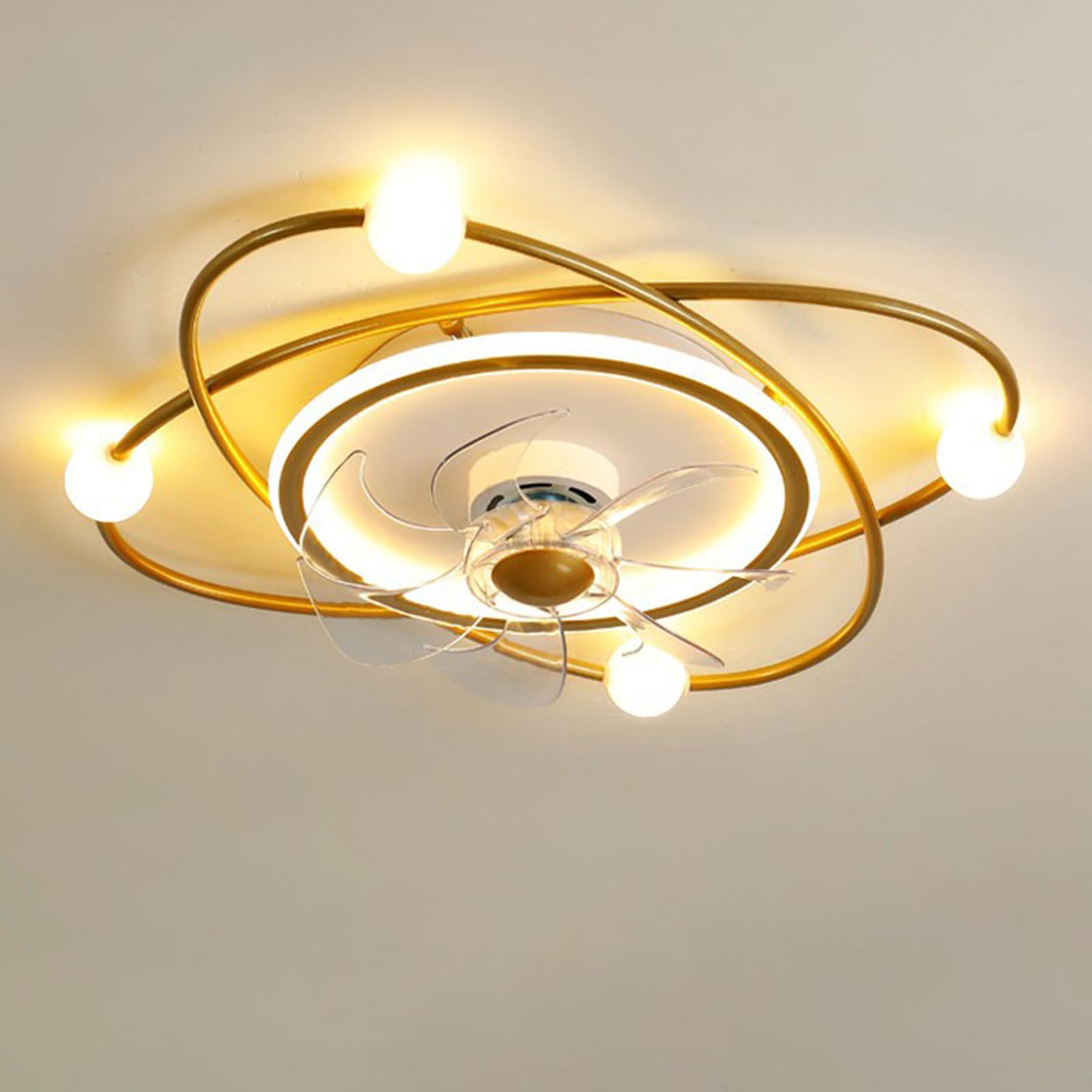 HXYSXHJUO Modern Remote Ceiling Fan Light 48W LED Dimmable Lighting 3 Speeds Mute 22in Fans with ofr Kids Room Bedroom Dining Living