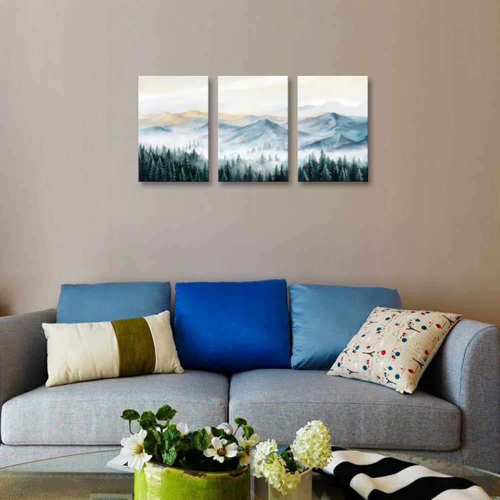 Tela da parete per soggiorno nebbiosa foresta albero paesaggio paesaggio paesaggio nebbioso paesaggio montagna stampa opera d'arte moderna ufficio camera da letto Decor