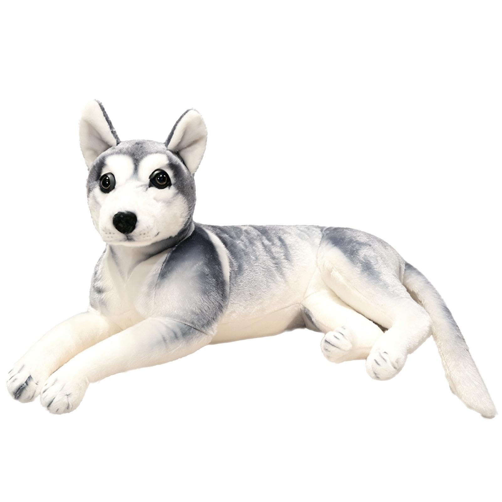 Realistyczna zabawka syberyjska husky miękka miękka leżąca nadziewana