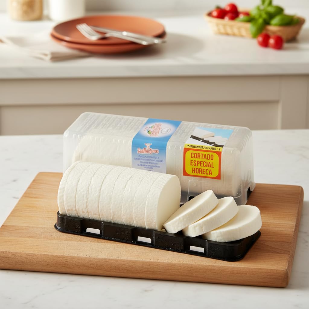 Rulo de Queso de Cabra Cortado Especial Horeca - Formato 1Kg para Hostelería y Restauración - Queso de Cabra Pasterizado para Ensaladas, Tostas y Gratinados - Balanchares - Rico en Proteína - NEXU