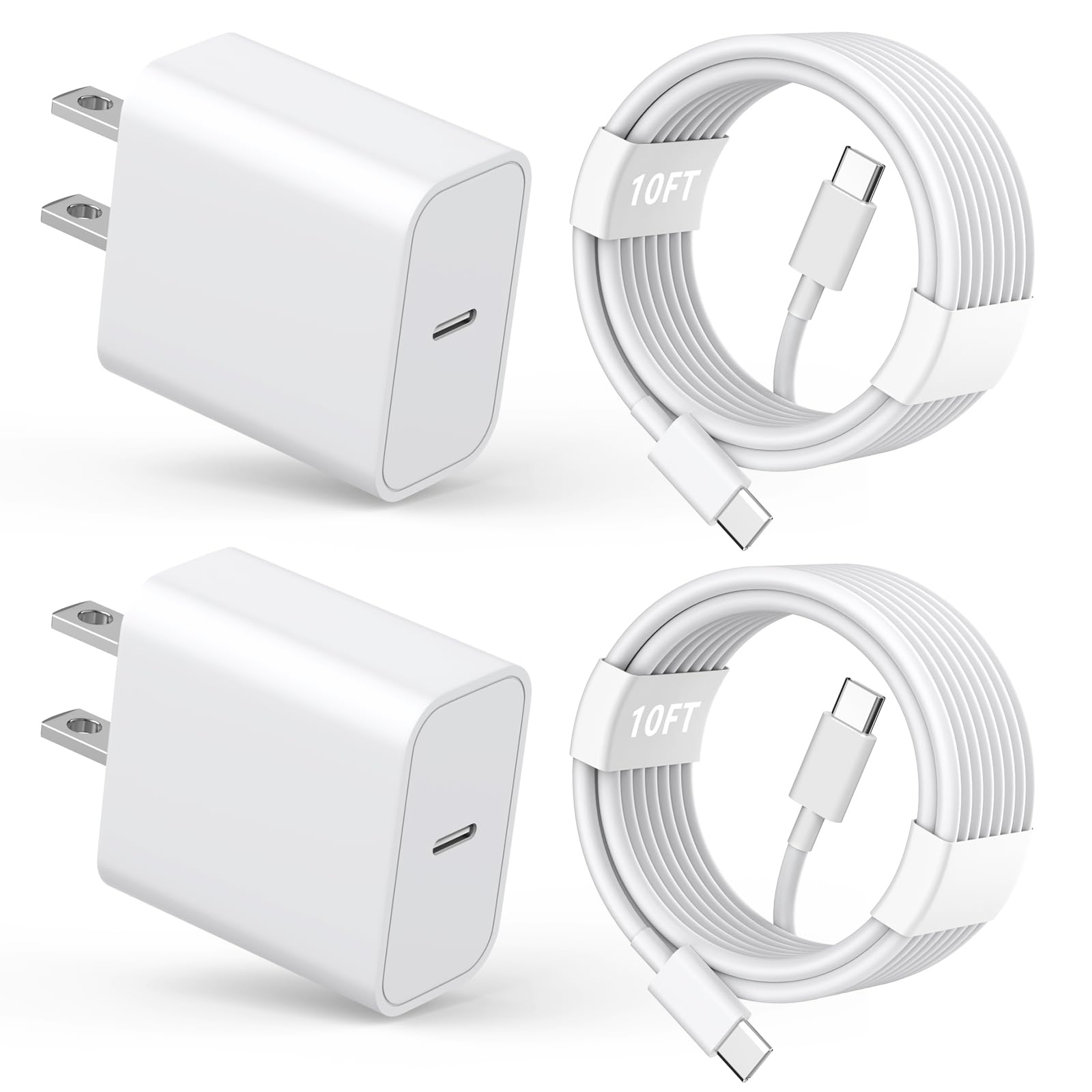 IIOZO iPhone 16 Pro Max Charger, 2 Pack 20W USB C Fast Charging with 10FT USB C to C Cable for iPhone 16/16 Plus/15/15 Plus, iPad Pro