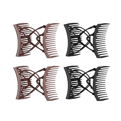 4 pinzas elásticas de doble peine para el cabello, peines para el cabello grueso, peines mágicos, vintage, ajustable, accesorios de peinado para el