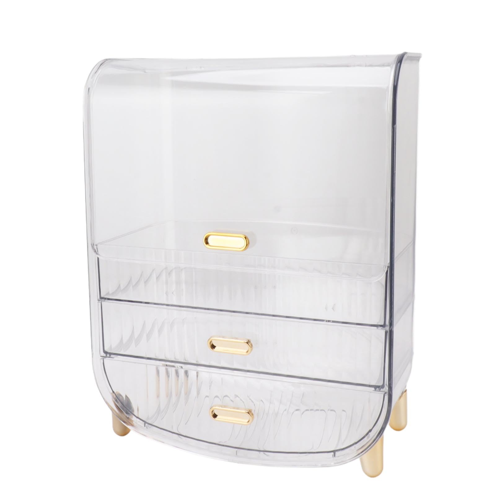Caja de Almacenamiento de Cosméticos, Organizador de Maquillaje Duradero para el Hogar, Dormitorio, Baño con 3 Capas de Gran Capacidad PET (claro)