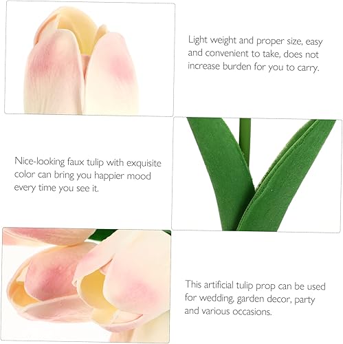 Miniatura 2 de IMIKEYA 10 piezas de tulipán de imitación de tacto de tulipán, flores de tulipán falso, flores artificiales para fotografía de flores, flores de