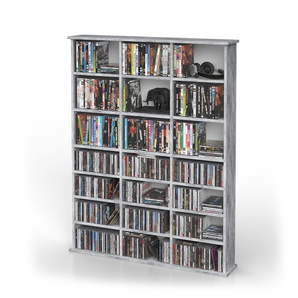 Vicco Cd-Regal Jukebox, Beton, 105.4 x 136 cm | für stehende oder wandmontierte Nutzung geeignet
