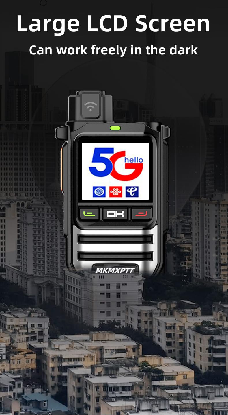 2PC-MKMXPTT Radio Comunicador 4G/5G Walkie Talkie Profesional con Alcance de 5000km Compatible con 152 Países Tipo-C Múltiples Modos de Llamada