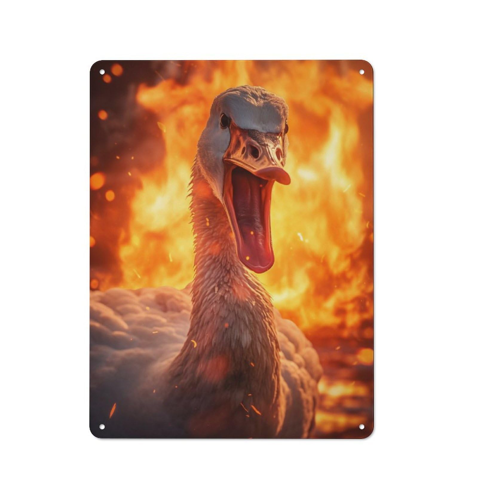 Junmoney Savage Angry Goose Fire Tin Wall Plaque 40X30cm With For Studio Or Craft Room, Suited To Craft Room Decorators