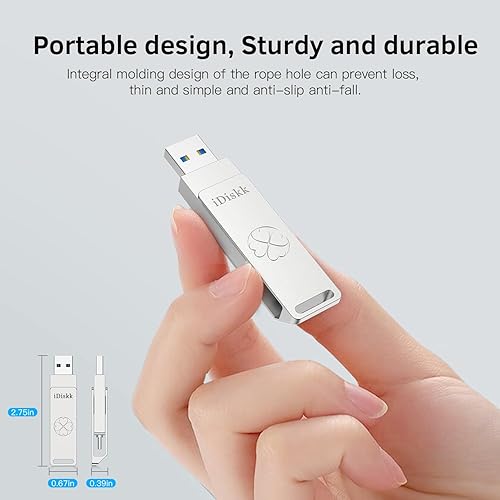 Miniatura 6 de iDiskk Unidad flash SSD portátil de 128 GB 500 mbS para iPhone 15 o 15 Plus15 Pro15 Pro Max, USB C iPad, MacBook, portátiles, teléfonos Android y PC