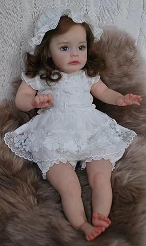 Muñeca Reborn Baby de 24 pulgadas, muñeca de niña recién nacida realista que se ve real, linda y realista de silicona recién nacida, muñeca Reales