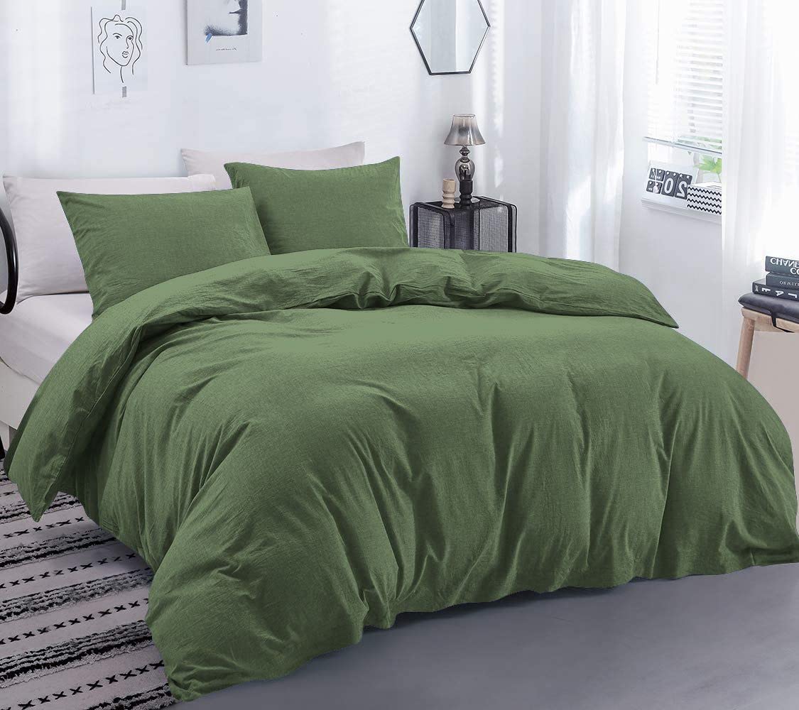 Moss Solid Duvet Cover Full Size - Soft 100% Egyptian Cotton 800 Thread Count Set for Kids & Adults, Zipper Closure, 3 Pieces, Includes 1 Duvet Cover (82" x 86") & 2 Pillow Shams,