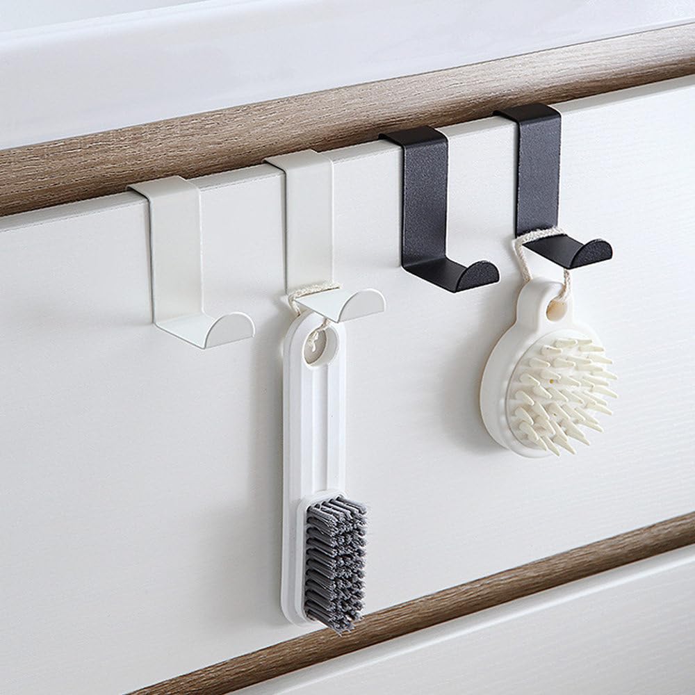 Gancho para puerta de gabinete de baño en forma de Z, colgador trasero de puerta de acero inoxidable, llavero, gancho para abrigo, accesorios de cocina para el hogar, herramienta organizadora, blanc