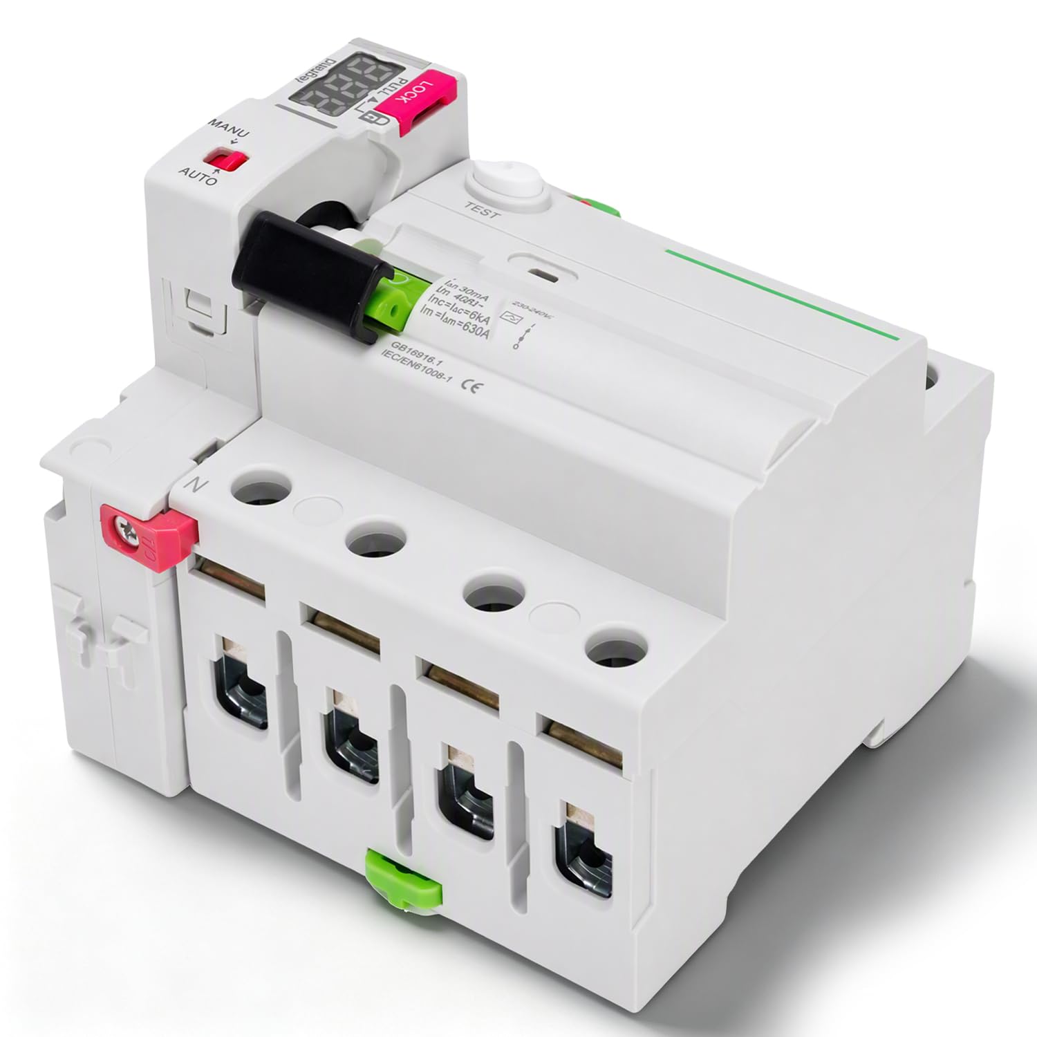 Tissting Interruttore Differenziale Autoreclosing 4P Display Digitale - Protezione Automatica RCD RCCB per Impianti Fotovoltaici Domotica e Stazioni Ricarica Veicoli Elettrici (40A)