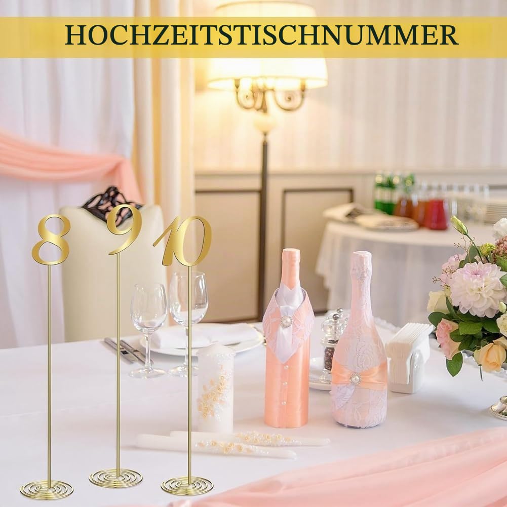 Metallische Tischnummern Party Tischnummern 1-20 für Hochzeitsempfang 12 mit Stabiler Halterungsbasis