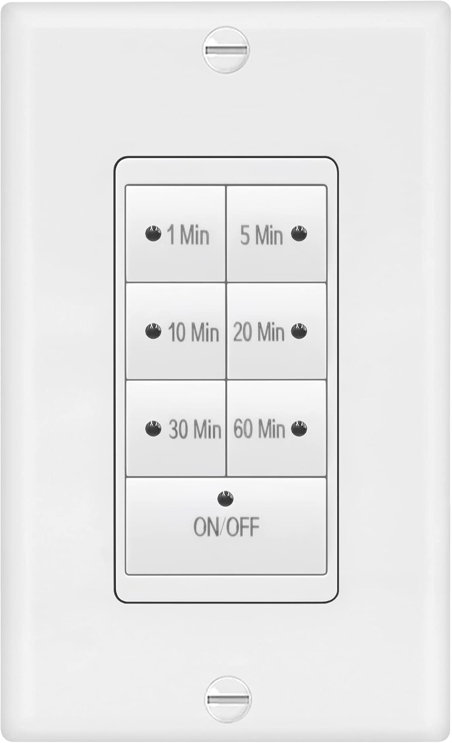 Maxxima 1875 Watt 7 Button Countdown Timer Switch - Maximum 60 Minutes Delay, 1/2 HP for Bathroom Exhaust Fans, Indoor Automated Lighting, Featuring LED Indicator Lights, Wall Plate Included - 2 Pack