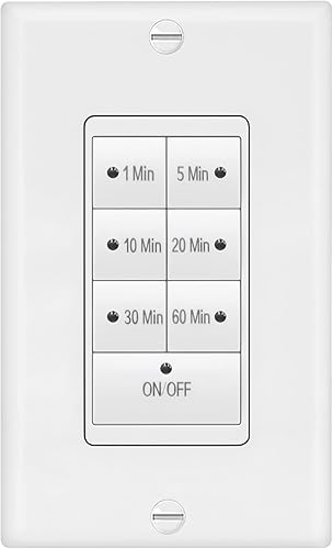Miniatura 2 de Maxxima Interruptor temporizador de cuenta regresiva de 7 botones de 1875 W, máximo de 60 minutos, 12 HP perfecto para ventiladores de escape de