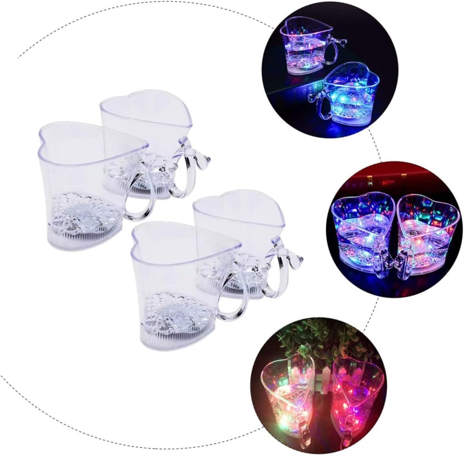 Jarras de cerveza personalizadas Jarras, jarras de cerveza, jarras de cerveza, 4 piezas Taza luminosa Tazas de cerveza de plástico Vasos brillantes Vasos de agua de plástico Vaso con purpurina Vaso de