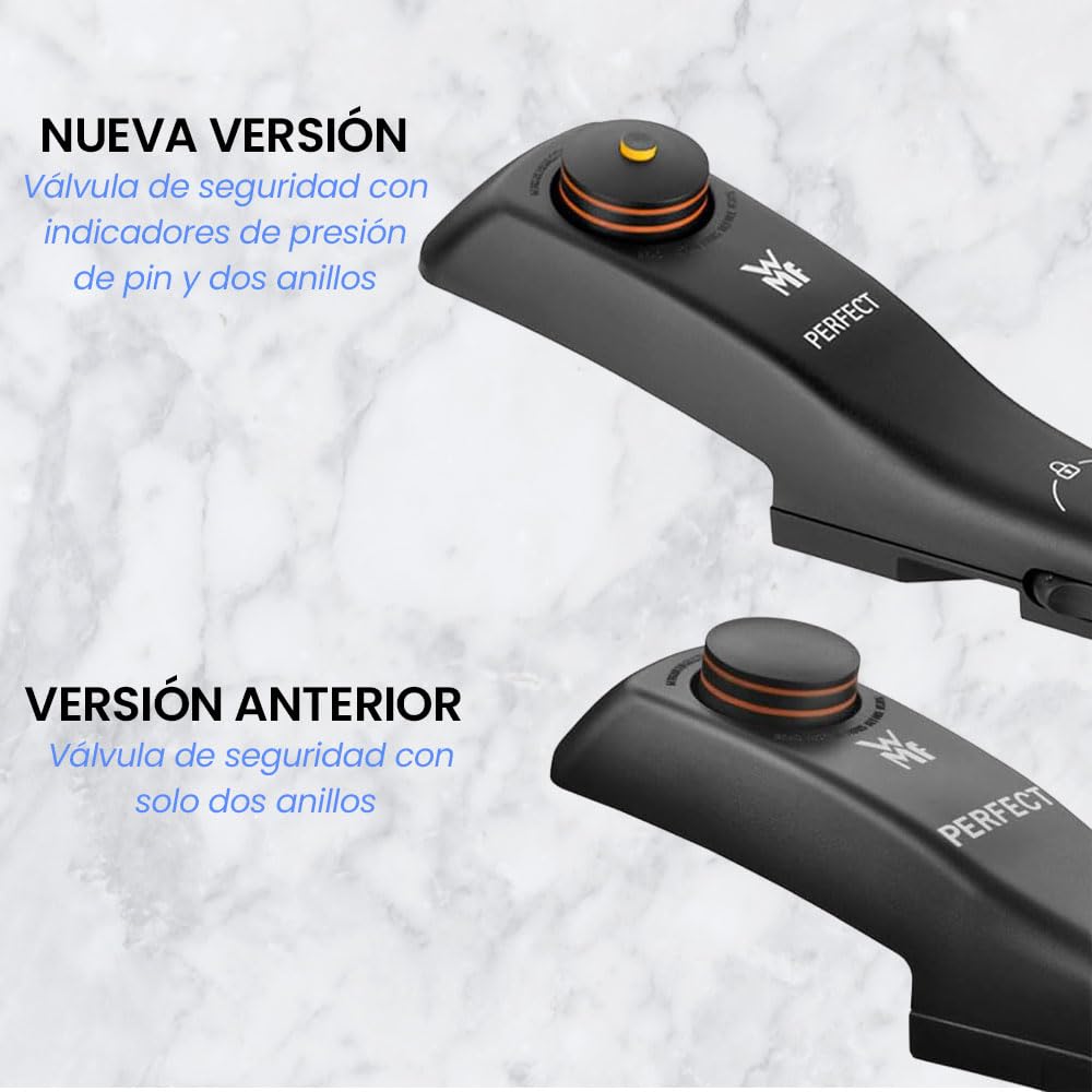 Anakel Home Repuesto de Mango para Tapa Olla Express Perfect 08.9180.6030 Compatible con Toda la Gama de Ollas WMF Perfect (desde 2003), Color Negro, Nueva Versión con Pin sobre Indicador de Presión