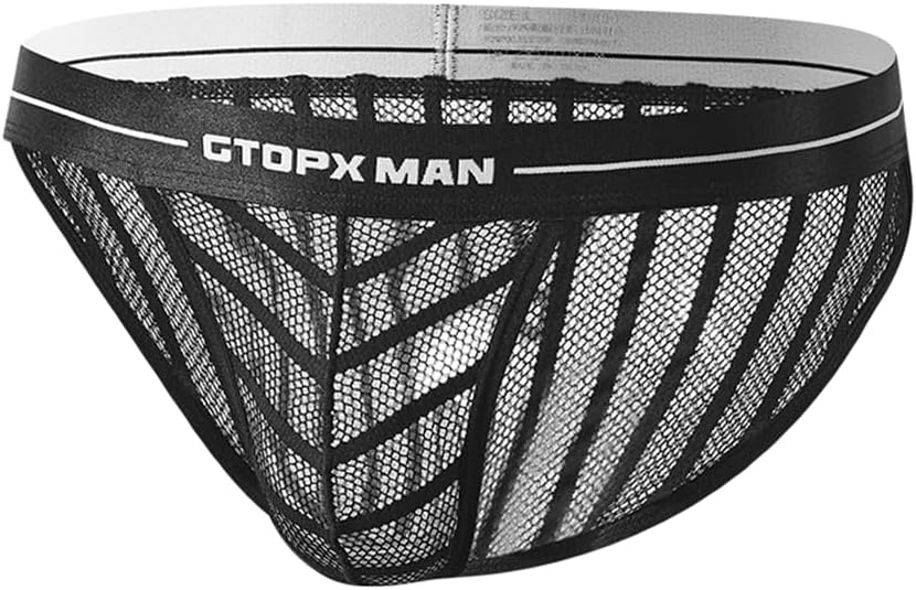 Men's Jockstrap Sexy Mesh Underwear See Through bikini Briefs Breathable Thin Bulge Pouch Underwear Thongs Jock Strap Athletic Supporters Black