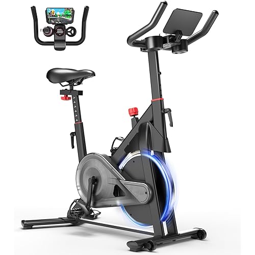 Indoor Cycling Bike - 32-Level Magnetic Resistance Stationary Exercise Bike with Adjustable Seat & Handlebars, Silent Belt Drive for Home Cardio (Fits Users 5'1" to 5'11", 300lbs Capacity)