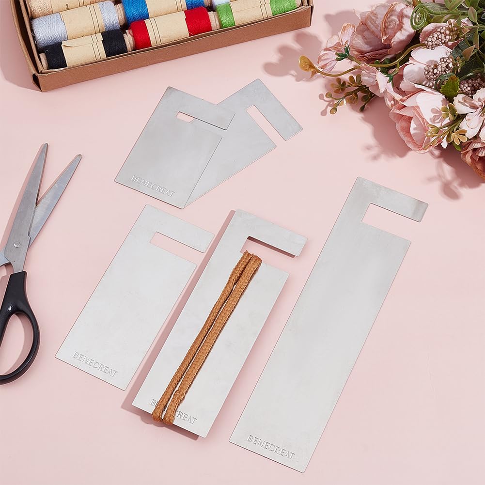 BENECREAT 5 Sizes Stainless Steel Tassel Maker Tool, Rectangular Knitting Tool, Lattice Tassel Maker Knitting Craft Tools for Lace and Knot Weaving, Handicrafts