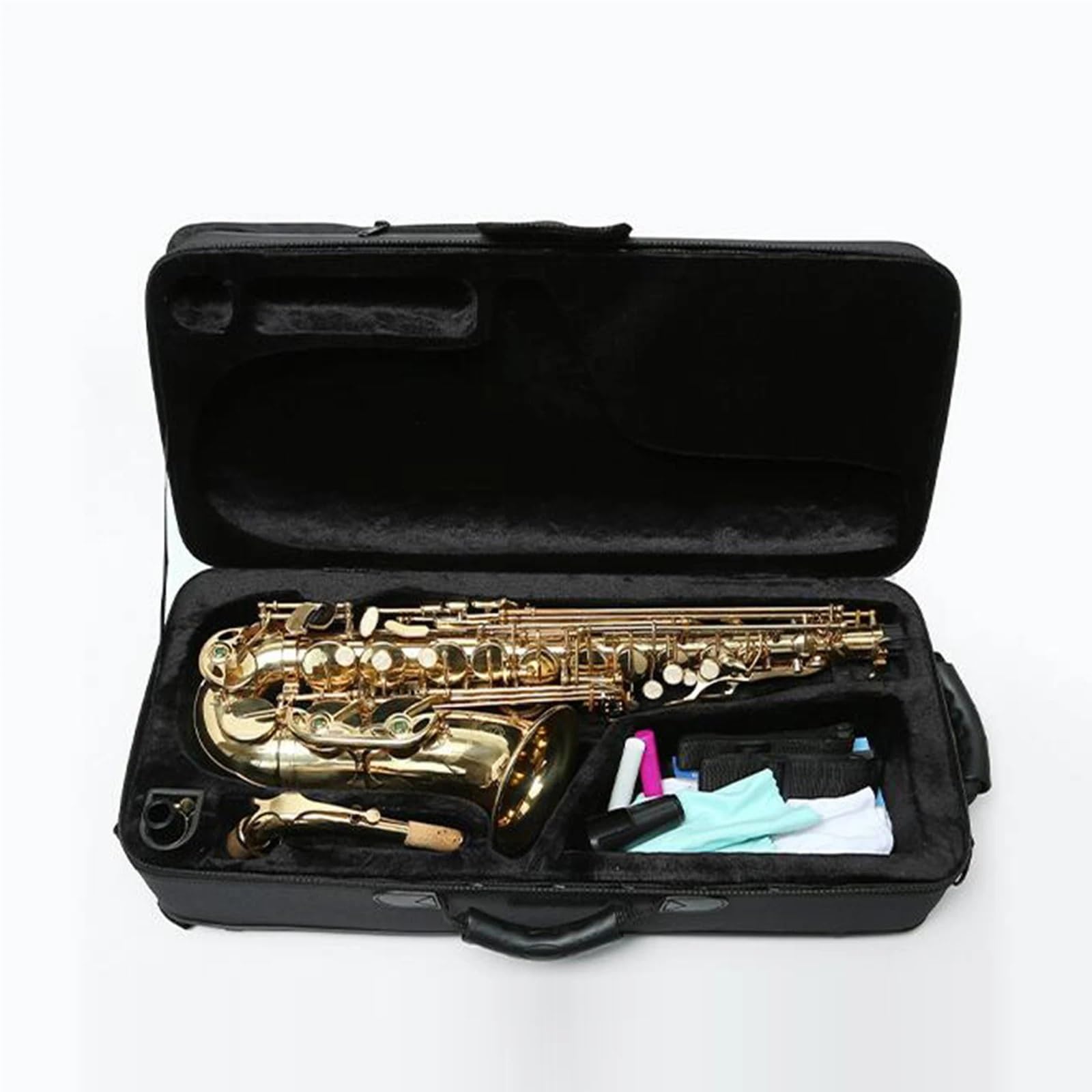 Estuche para saxofón Estuche for saxofón alto multifuncional de tela Oxford, bolsa almacenamiento con espacio adicional, impermeable, for en mi E(Black Irregular)