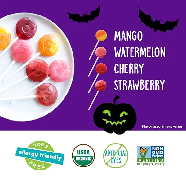 YumEarth Organic Halloween Candy, Allergy Friendly, Gluten Free, Non-GMO, Vegan, No Artificial Flavors or Dyes (60 Count (Pack of 2)) 3