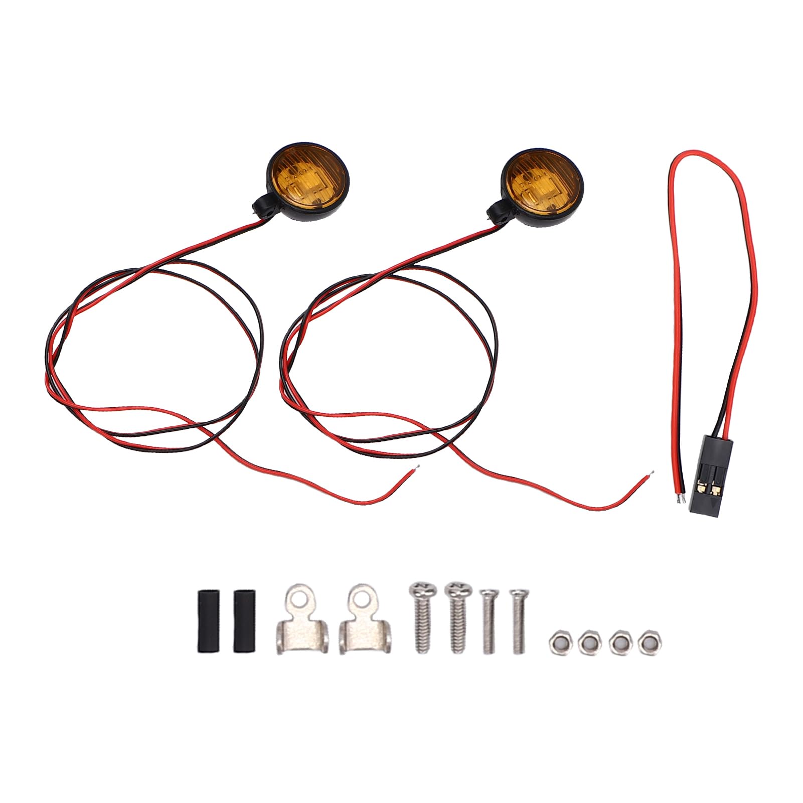 Sorandy Round LED Spotlights, Adjustable Metal Brackets for RC Car, Plastic Housing Spot Lamps with Heat Shrink Tubes, Ideal for Remote Control Car Lighting 3.7V to 7.4V (Orange)